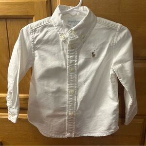 Ralph Lauren Boy’s Classic White Button Down Shirt with Polo Pony & Rider 18M